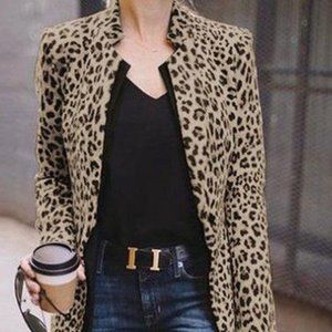 Zara long leopard blazer jacket Small